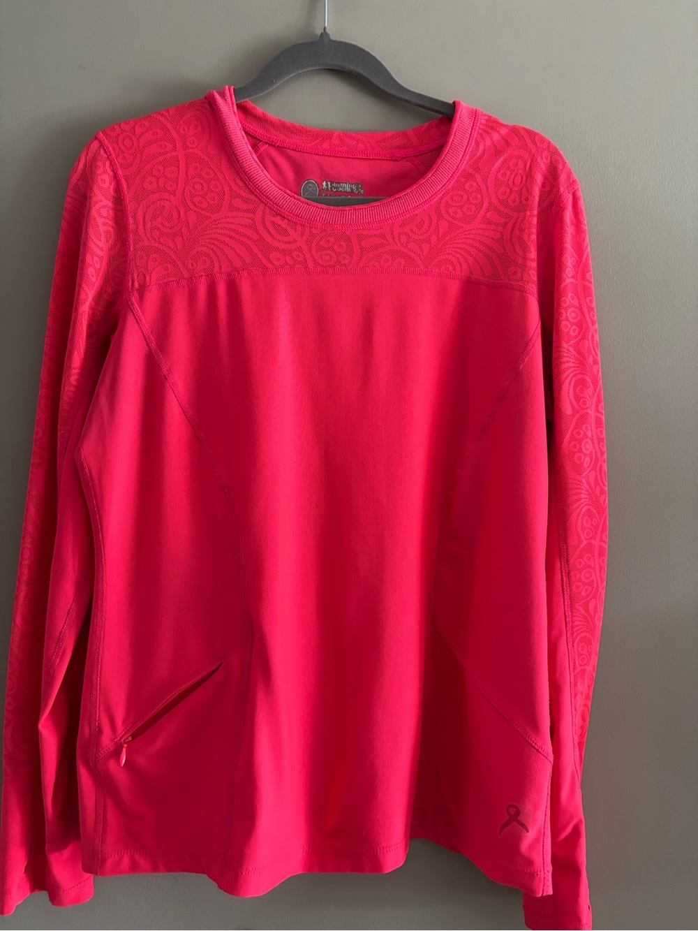 Running Room Fit-Wear Pink/Redish Athletic Long Sleeve Top, large